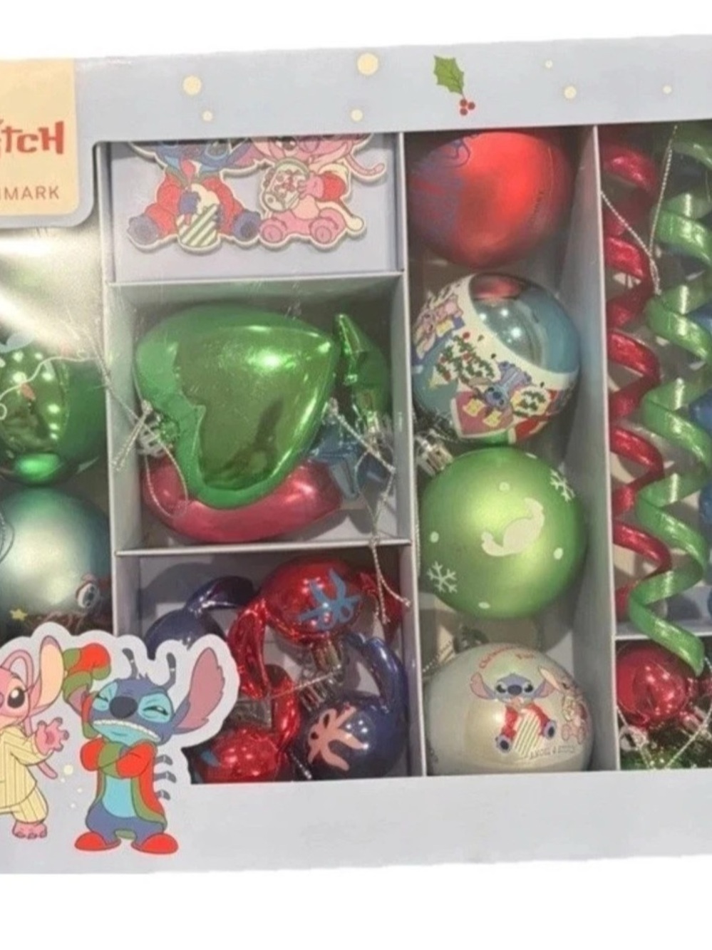 Disney Stitch Holiday Ornament Set in Green & Red NWT